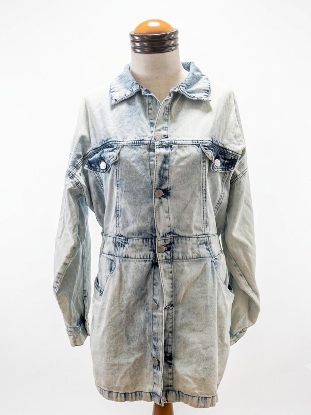 Light Acid-Wash Denim Jacket for Women